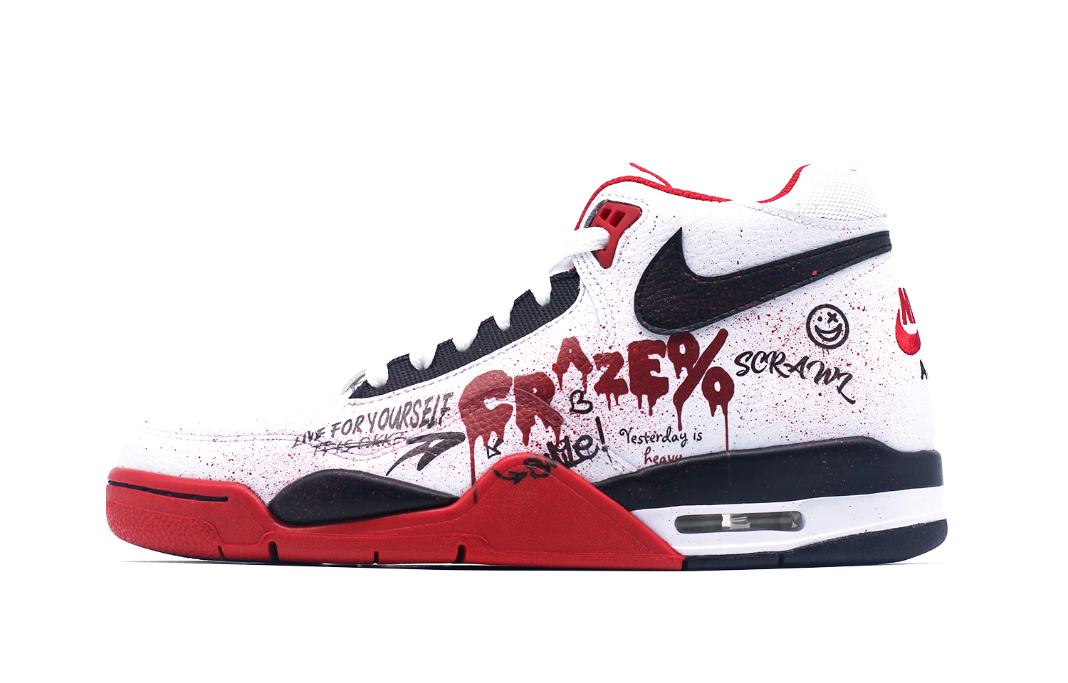 Nike Flight Legacy Craze Street Graffiti, Classic Vintage Fashion Style Cushioning Slip Resistant Abrasion Resistant