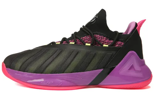 PEAK Parker Seven Cushioning Slip Resistant Abrasion Resistant Mid top Basketball Shoes Men's Lakers Purple