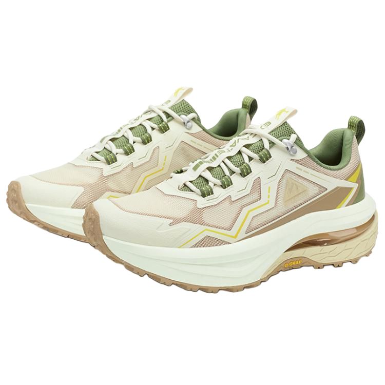 QIAODAN Fashion Trend Cushioning Slip Resistant Breathable Low top Hiking Shoes Men’s Yellow Green