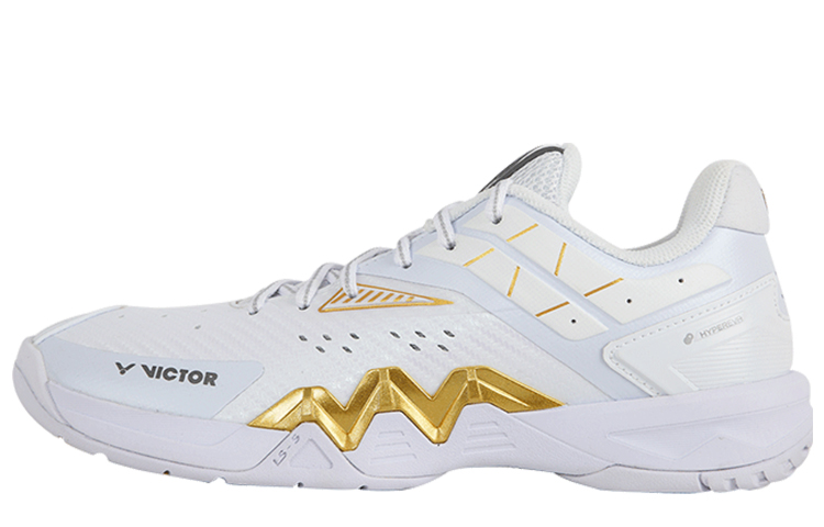 VICTOR 8500Ⅱ Cushioning Slip Resistant Abrasion Resistant Low top Badminton Shoes Unisex White Gold