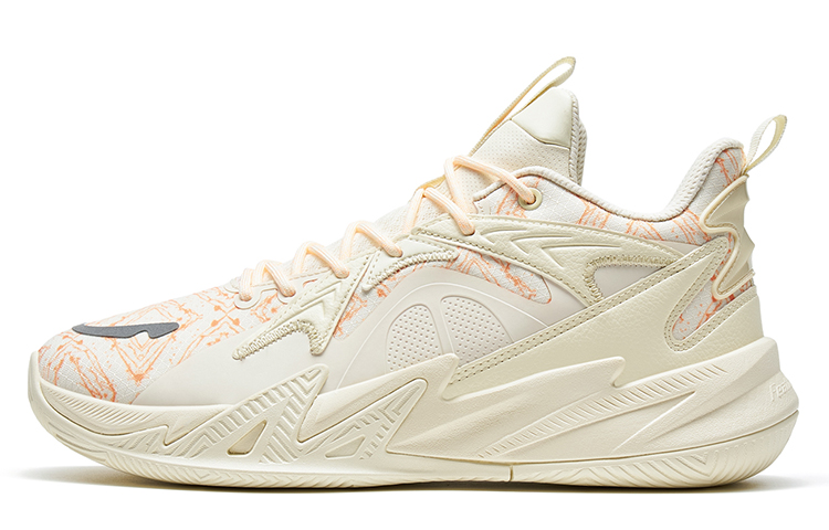 XTEP Reverse 1 V2 Slip Resistant Abrasion Resistant Low top Basketball Shoes Men’s Beige Orange