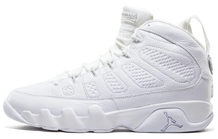 Jordan Air Jordan 9 Retro Silver Anniversary PU shock-absorbing wrapping support balance high-top retro basketball shoes men's white