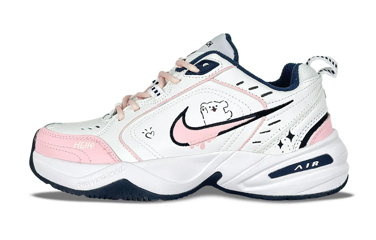 Nike Air Monarch 4 Slip Resistant Slip Resistant Low top Chunky Sneakers Unisex Pink White