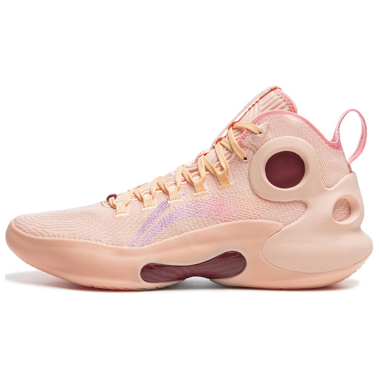 Li Ning Yushuai Ultra Slip Resistant Abrasion Resistant Mid top Basketball Shoes Men's Pink