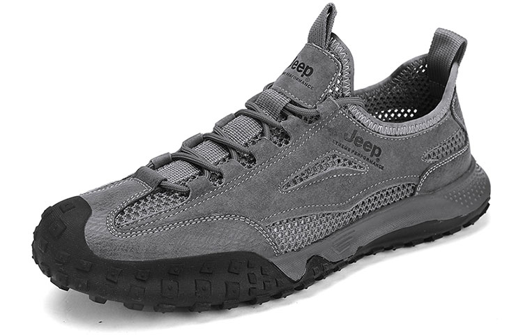 Jeep Cushioning Abrasion Resistant Lightweight Breathable Low top Hiking Shoes Men’s Gray