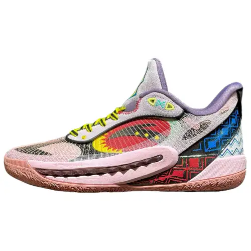 Anta Shock Wave 6 Cushioning Slip Resistant Abrasion Resistant Low top Basketball Shoes Men's Pink Black Purple