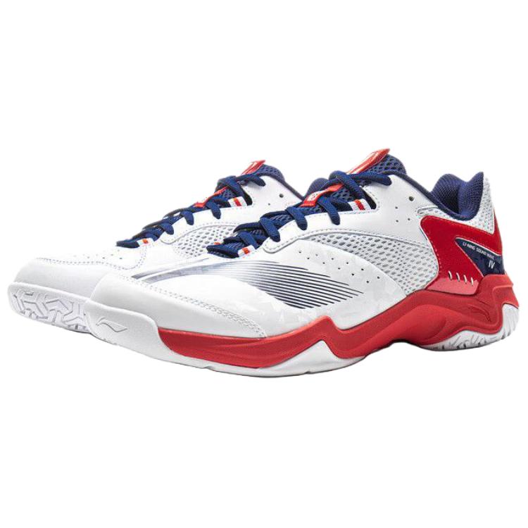 Li Ning Abrasion Resistant Breathable Low top Badminton Shoes Unisex White Red