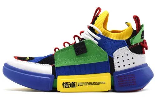 Li Ning Way Of Wade Cushioning Slip Resistant Mid top Vintage Basketball Shoes Women's Blue Green Yellow