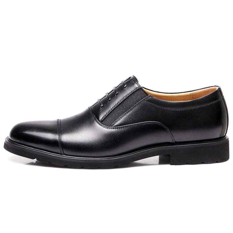 Qiangren 3515 genuine leather three-joint business shoes, breathable single shoes, formal leather shoes, men's black