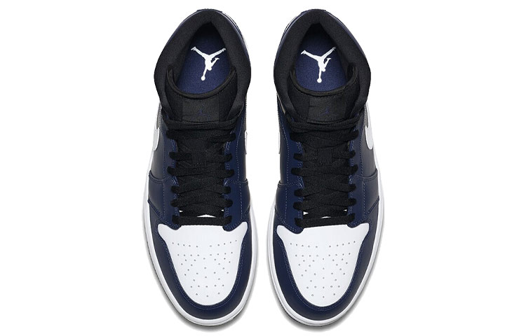 Мужские кроссовки Jordan Air Jordan 1 Mid (бело-синие) — Белый / синий — фото 4
