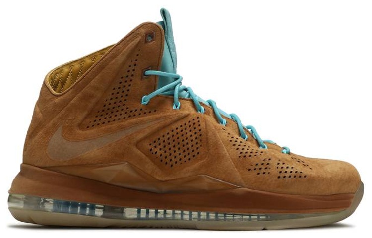Мужские кроссовки Nike Lebron 10 EXT Hazelnut (коричневые) — 棕/宝蓝/白 — фото 2