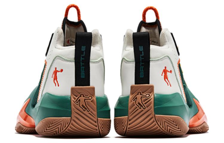 QIAODAN Cushioning Slip Resistant Abrasion Resistant High top Basketball Shoes Men's Gray Green