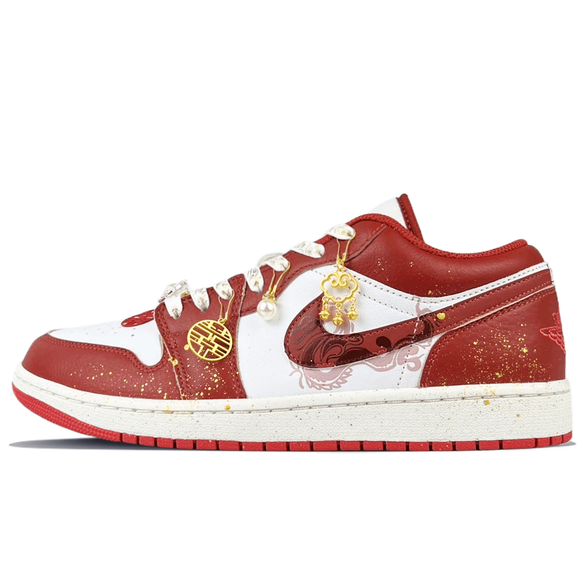 Jordan Air Jordan 1 Cushioning Slip Resistant Low top Vintage Basketball Shoes Men’s Red White