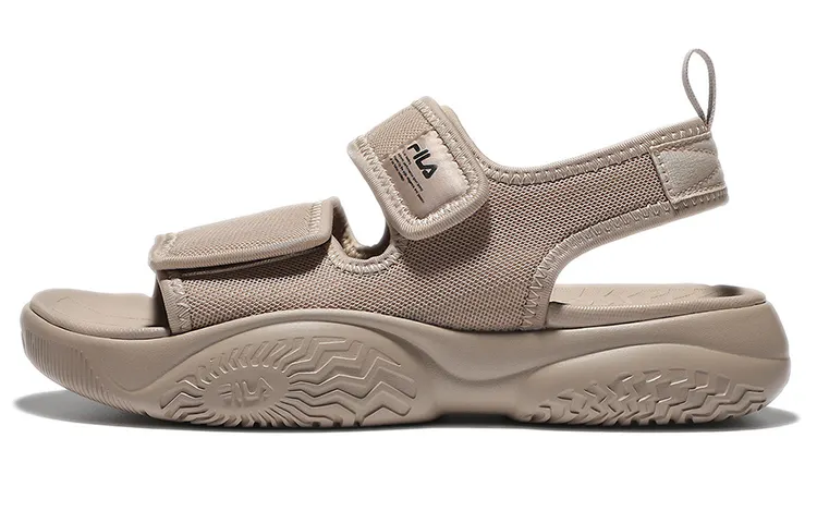 FILA Tapered Sandals Hook and loop One Strap Sandals Unisex Khaki
