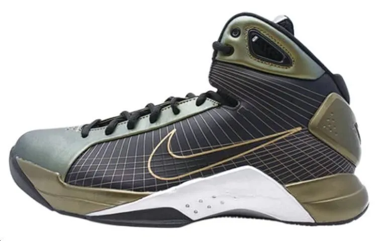 Nike Hyperdunk Supreme Cushioning, Wear Resistant High top Basketball Shoes Men's Black Green