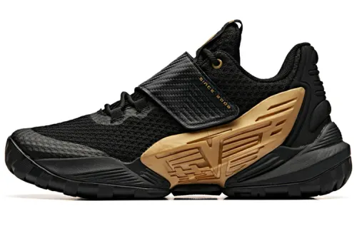 Anta Bastard Abrasion Resistant Breathable Low top Vintage Basketball Shoes Men's Black Gold