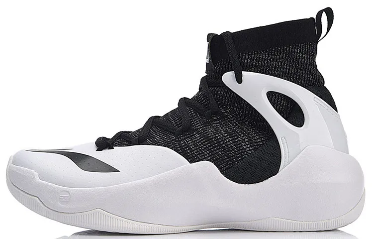 Li Ning SONIC 6 V2 Fabric Cushioning Slip Resistant Abrasion Resistant High top Basketball Shoes Men's Black White