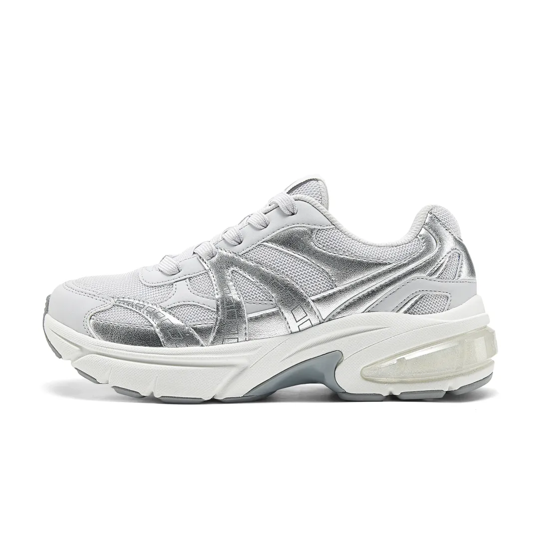 Skechers SHADOW Support Height Increasing Low top Chunky Sneakers Women's Gray Silver