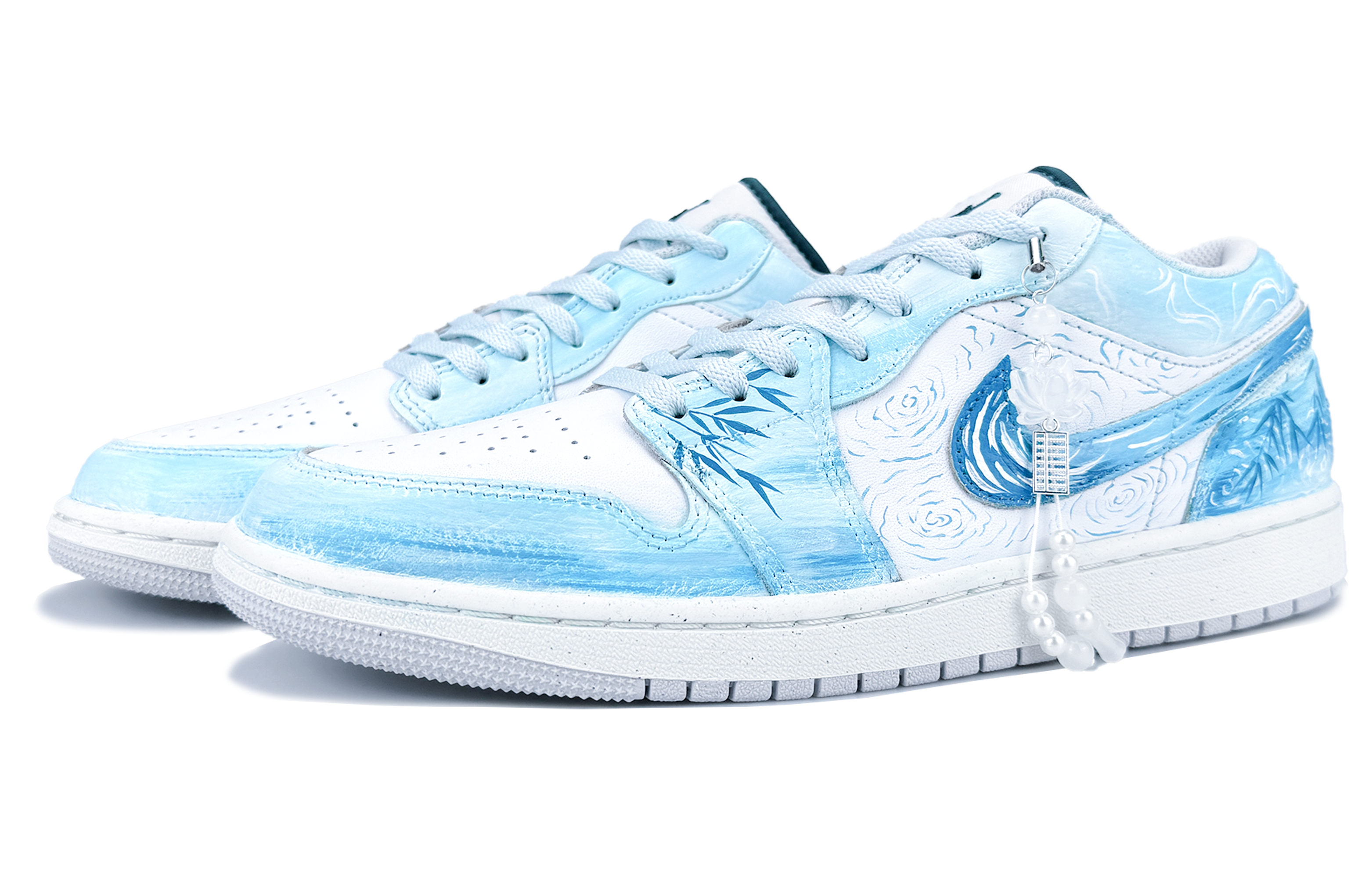Jordan Air Jordan 1 Abrasion Resistant Low top Vintage Basketball Shoes Unisex Blue White
