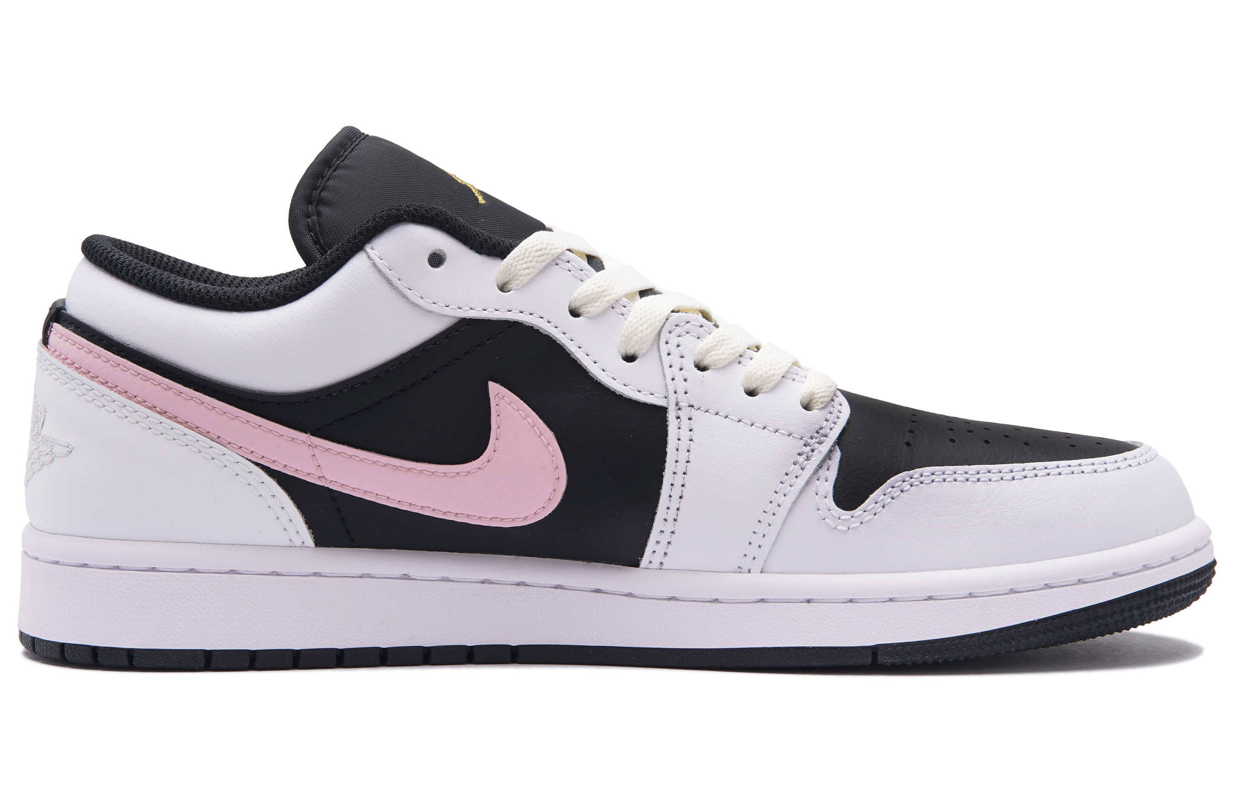 Jordan Air Jordan 1 Slip Resistant Abrasion Resistant Low top Vintage Basketball Shoes Unisex Black Pink