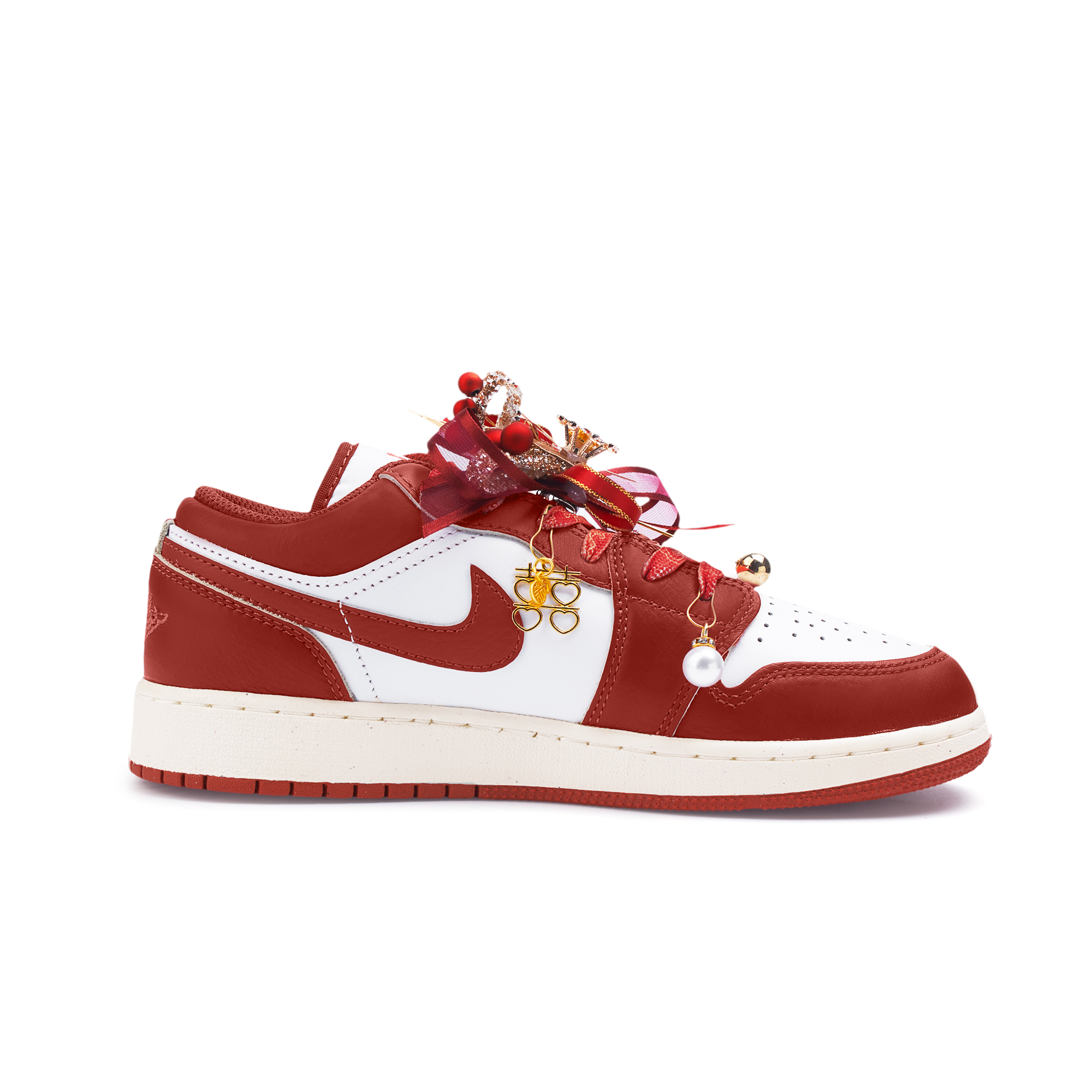 Jordan Air Jordan 1 Slip Resistant Abrasion Resistant Low top Vintage Basketball Shoes Women’s Red