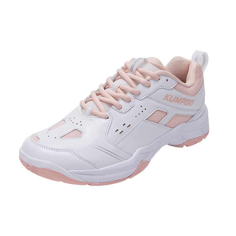KUMPOO Cushioning Breathable Support Low top Badminton Shoes Unisex White Pink