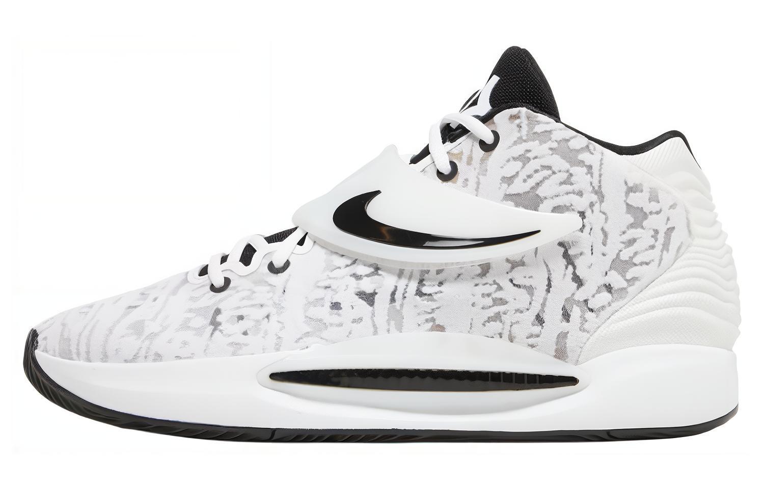 Nike KD 14 tb promo round toe lace-up shock-absorbing, non-slip, wear-resistant, mid-top basketball shoes, same style for men and women, white