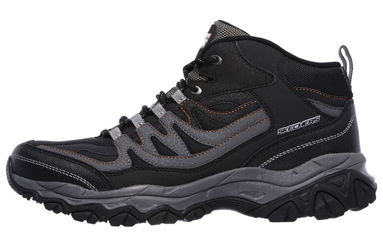 Skechers After Burn Memory Leather Cushioning, Wear Resistant Mid top Mountaineering Hiking Shoes Men’s Black