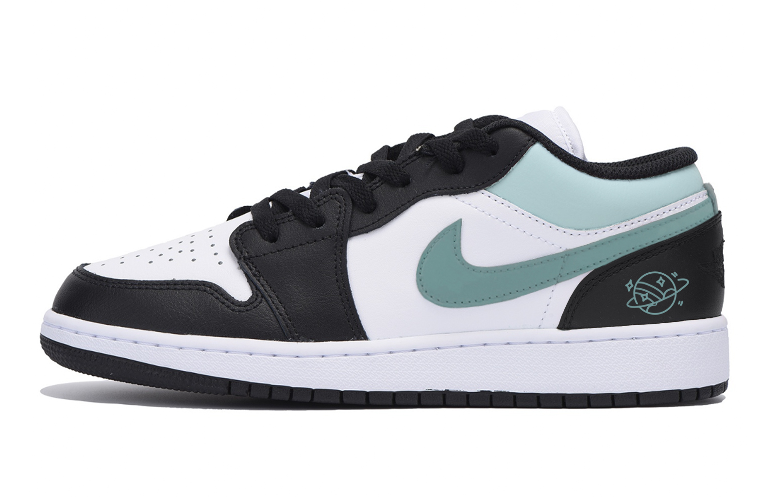 Jordan Air Jordan 1 Abrasion Resistant Slip Resistant Low top Vintage Basketball Shoes Men’s Black White Green
