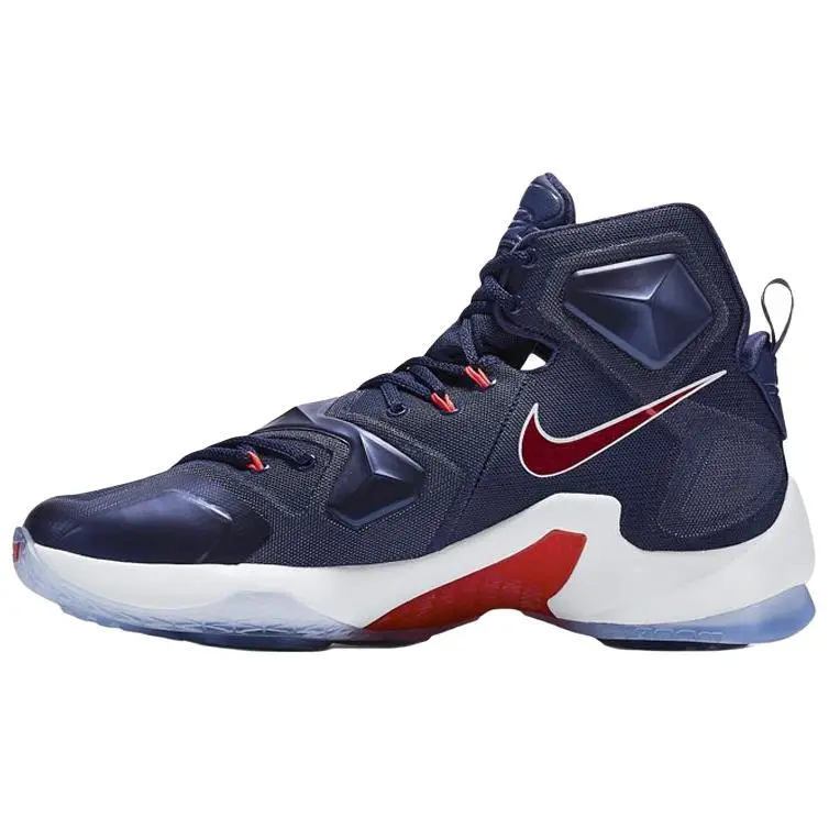 Nike Lebron 13 Slip Resistant Abrasion Resistant High top Basketball Shoes Men's Marine Blue