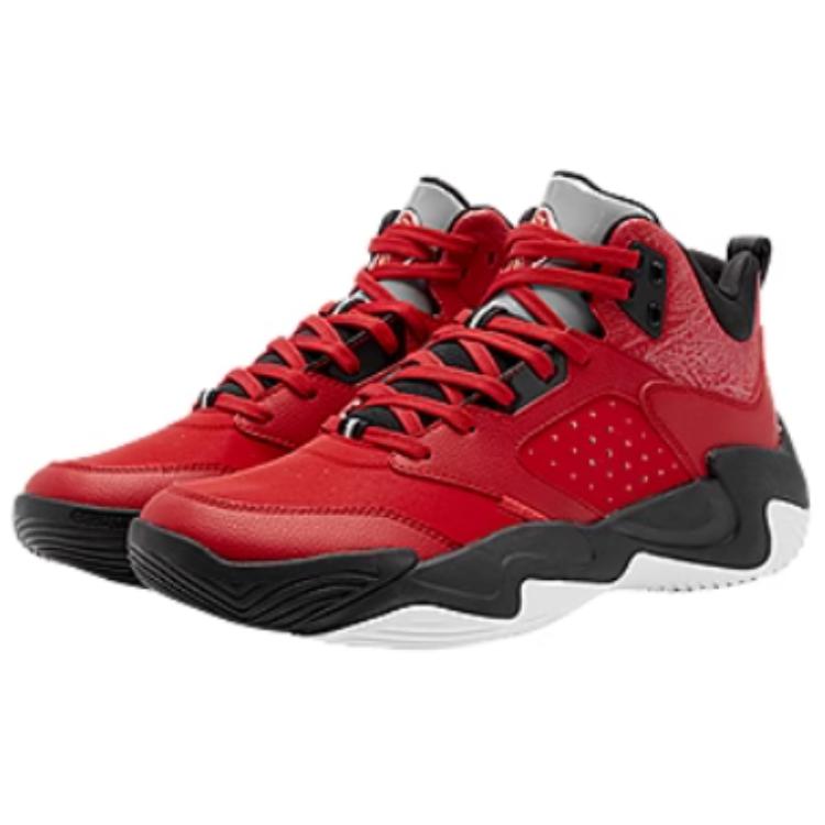 QIAODAN Cushioning Slip Resistant Low top Basketball Shoes Men’s Red Black