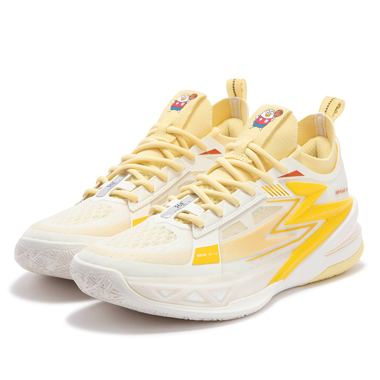 361° BIG3 5.0 Pro Basketball Shoes Men’s Low Top Feather White/Sunshine Yellow