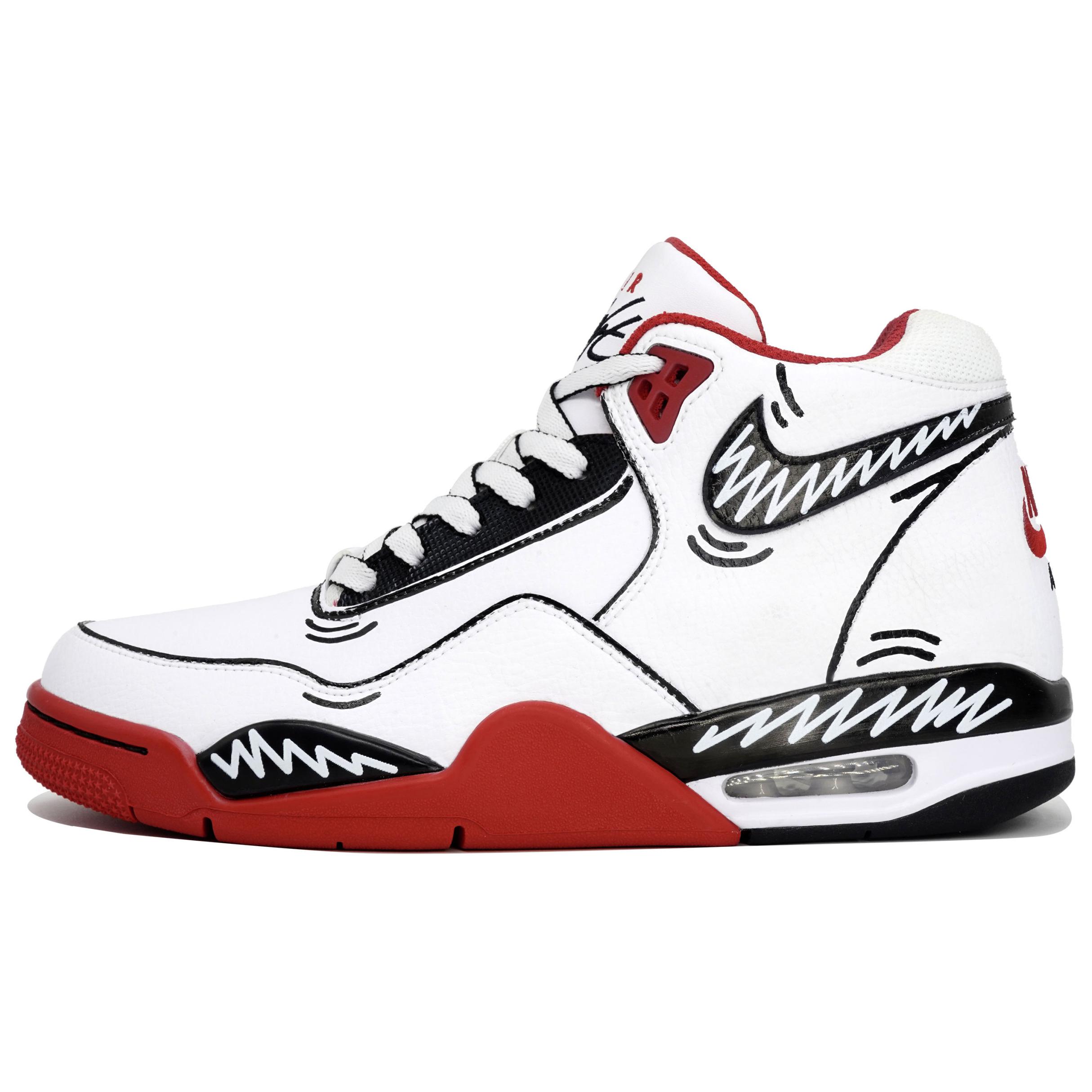 Nike Flight Legacy Mid top Vintage Basketball Shoes Unisex Red White Black