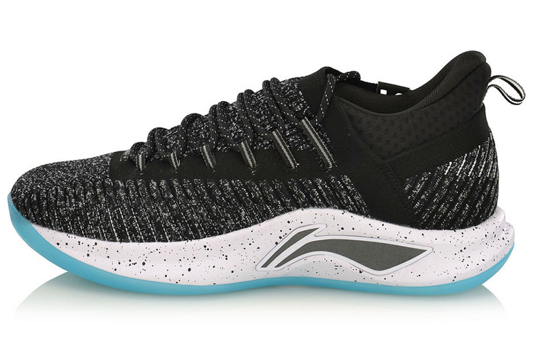 Li Ning Speed 5 Fabric Cushioning Slip Resistant Breathable Low top Basketball Shoes Men's Black White