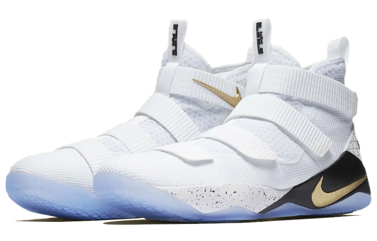 Мужские кроссовки Nike Zoom Soldier 11 LeBron Court General (бело-черные) — Белый / чёрный — фото 3