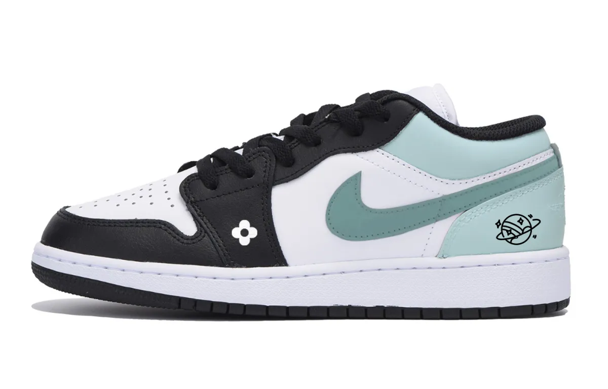 Jordan Air Jordan 1 Low top Vintage Basketball Shoes Men's White Cyan