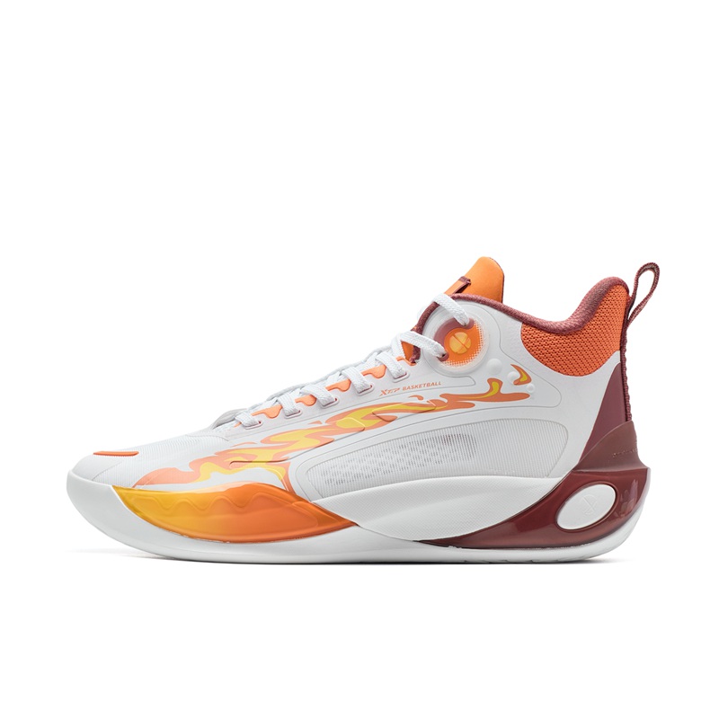 XTEP Abrasion Resistant Slip Resistant Low top Basketball Shoes Men’s White Orange