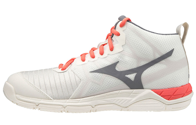 Mizuno Wave Supersonic 2 non-slip and wear-resistant mid-cut sports volleyball shoes for women, white, orange and black