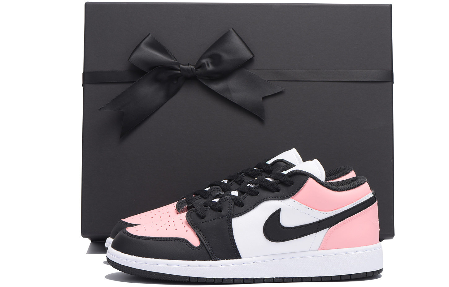 Jordan Air Jordan 1 Chestnut Anti-Slip Wear-Resistant Low-Top Vintage Basketball Shoes GS Black Pink