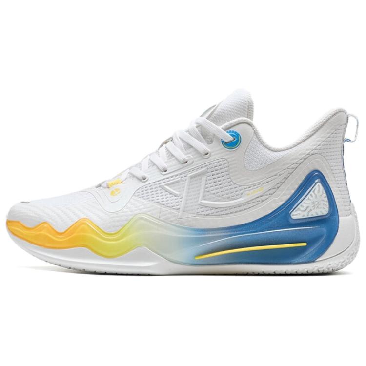 XTEP Slip Resistant Abrasion Resistant Mid top Basketball Shoes Men’s White Blue