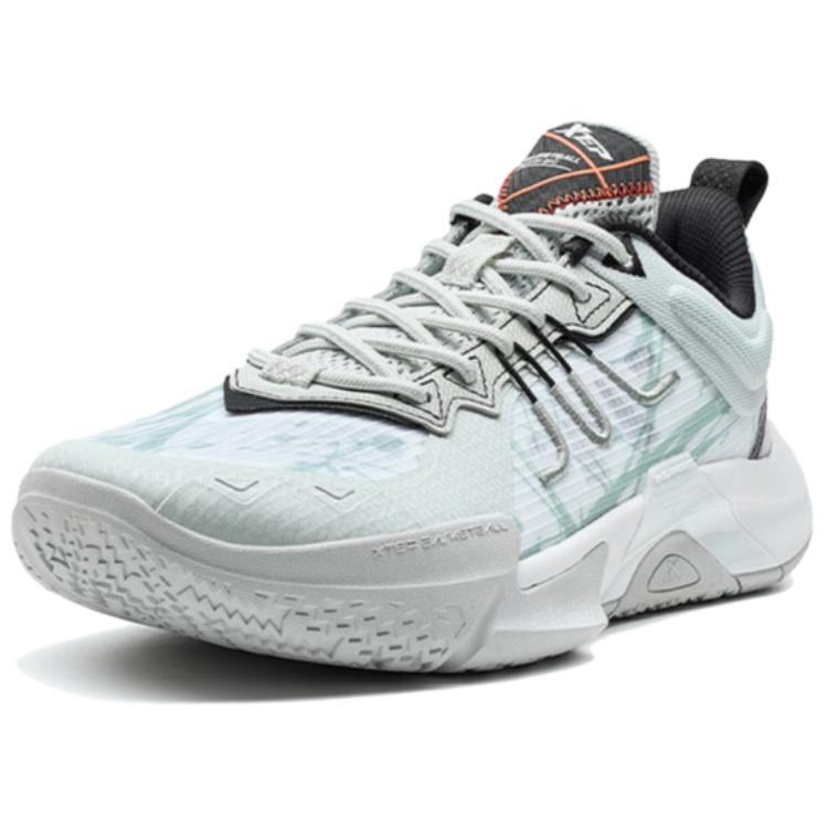 XTEP Slip Resistant, Abrasion Resistant, Breathable Low top Basketball Shoes Men’s Gray Green