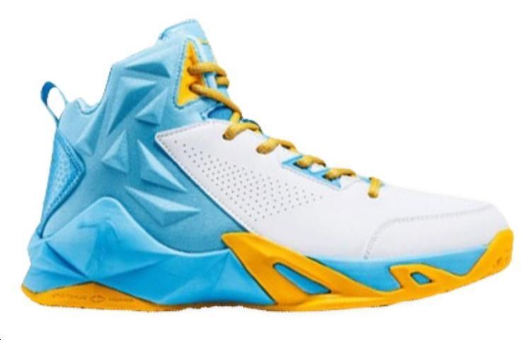 QIAODAN Slip Resistant Abrasion Resistant High top Basketball Shoes Men’s Yellow Blue