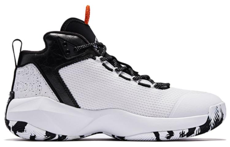 QIAODAN Textile, Synthetic Leather Cushioning Slip Resistant Abrasion Resistant High top Basketball Shoes Men’s