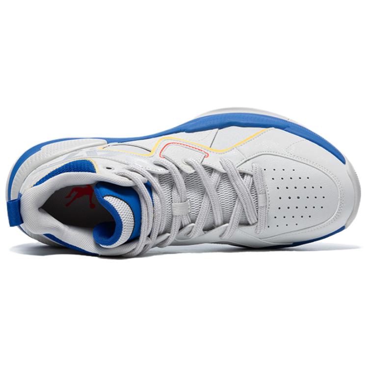 QIAODAN Cushioning, Wear Resistant High top Basketball Shoes Men’s Gray Blue