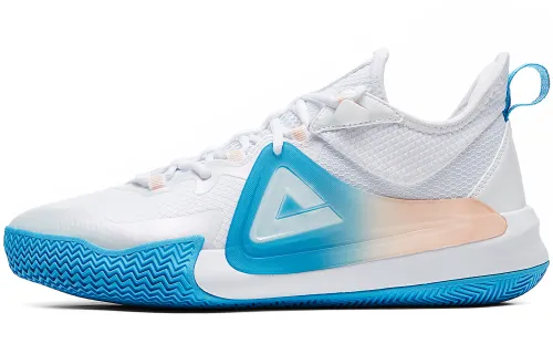 PEAK Blade Edge Fabric Low top Performance Basketball Shoes Men's White Tropical Blue