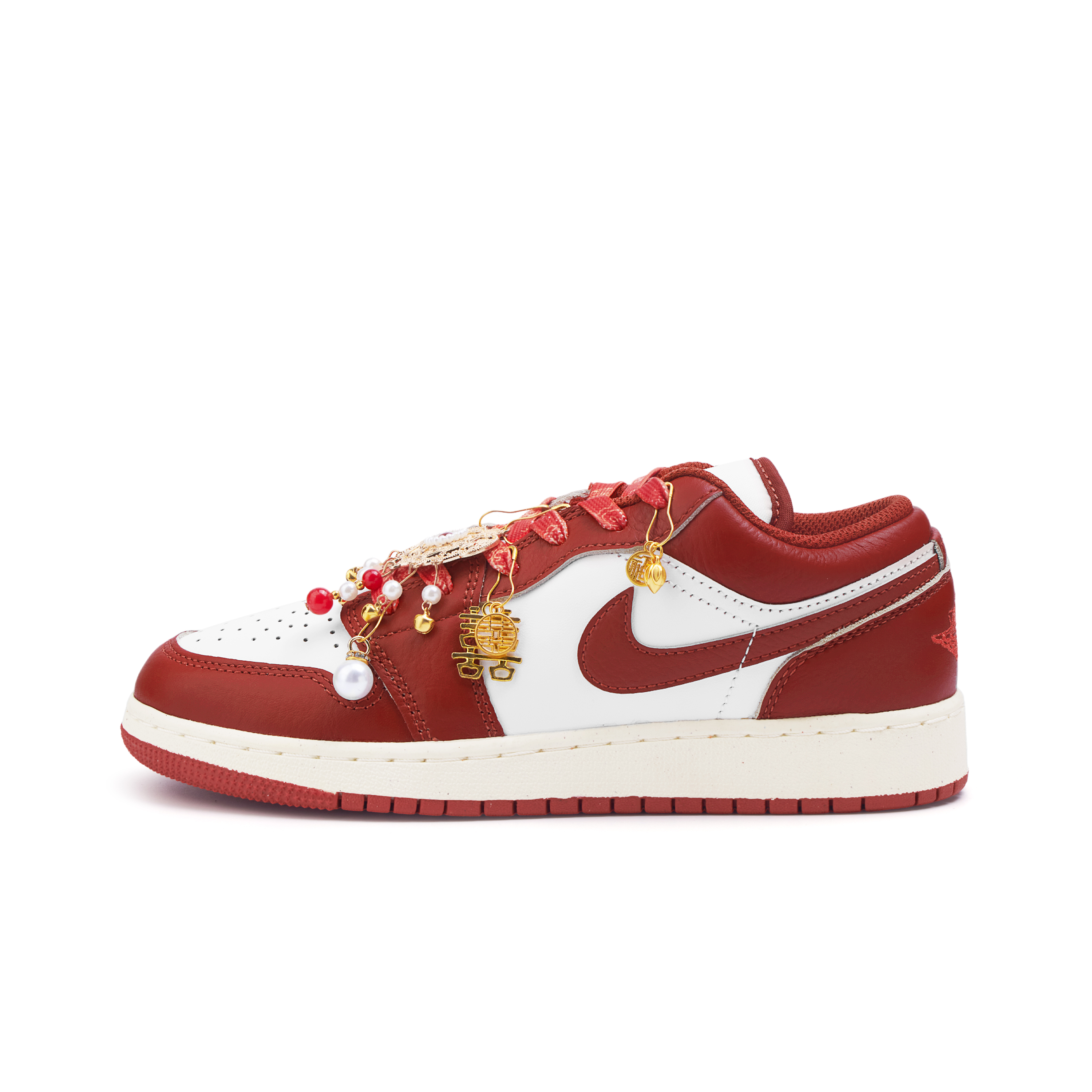 Jordan Air Jordan 1 Abrasion Resistant Slip Resistant Low top Vintage Basketball Shoes Women’s Red