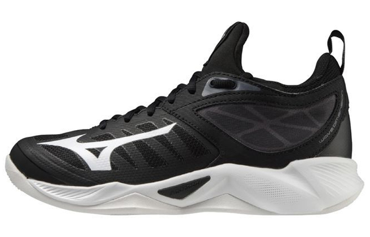 Mizuno Wave Dimension wear-resistant and breathable low-top volleyball shoes for women, black and white