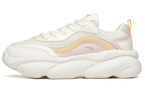 Anta Cat Paw Life Collection Synthetic Leather Wear resistant And Lightweight Low top Chunky Sneakers Women's Oat White