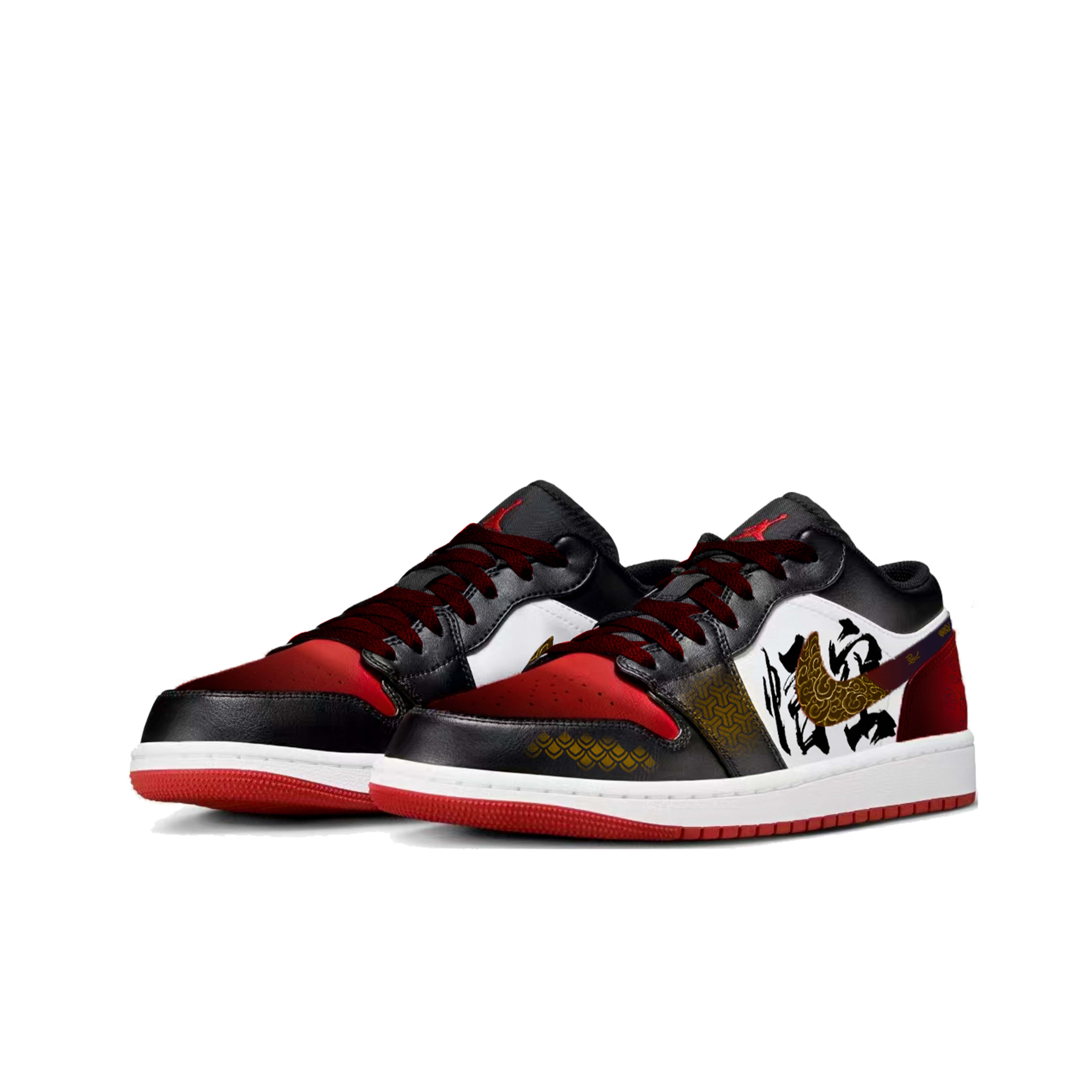 Jordan Air Jordan 1 Abrasion Resistant Breathable Low top Vintage Basketball Shoes Men’s Black Red