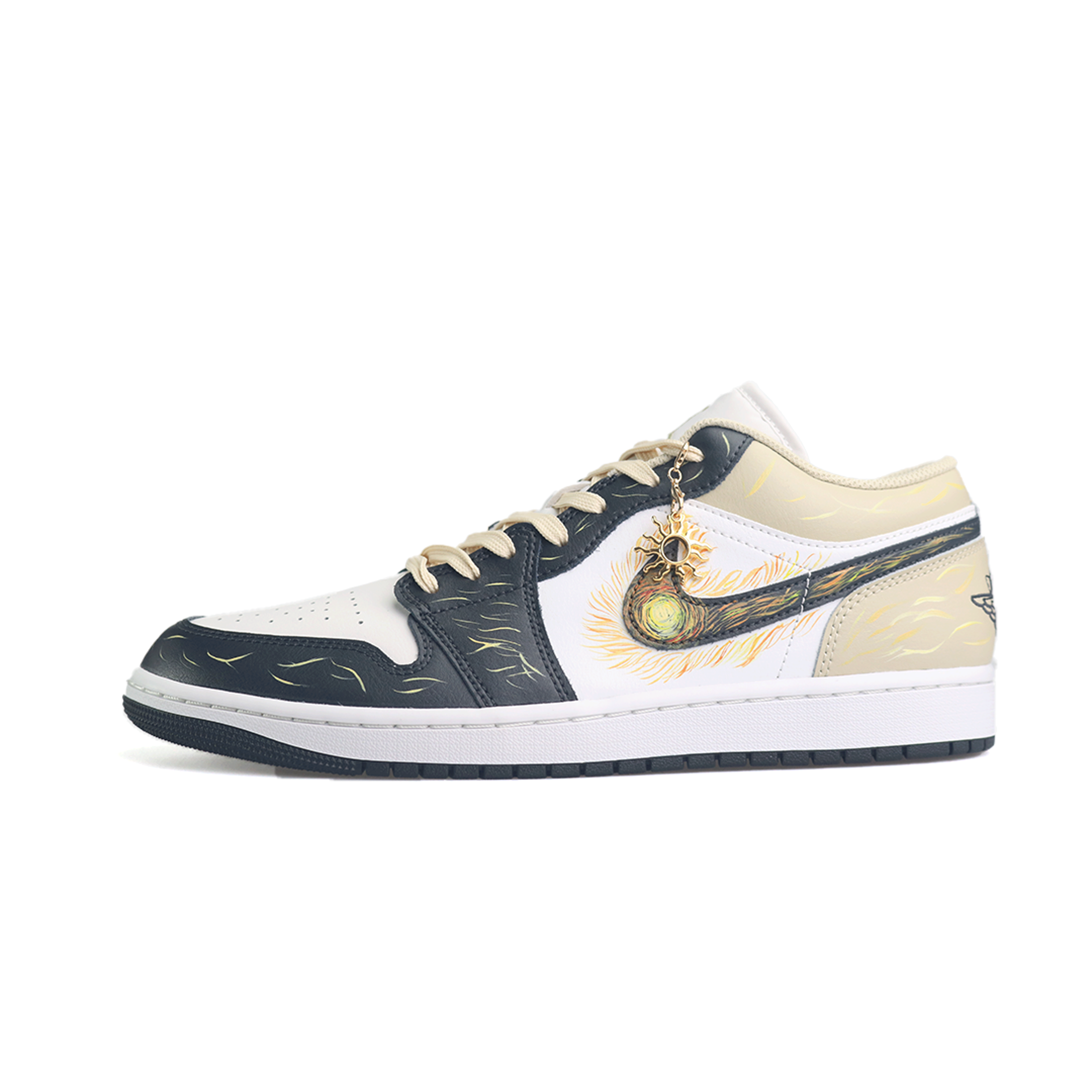 Jordan Air Jordan 1 Sunflower Shadow, Special Shopping Bag Abrasion Resistant Low top Vintage Basketball Shoes Unisex